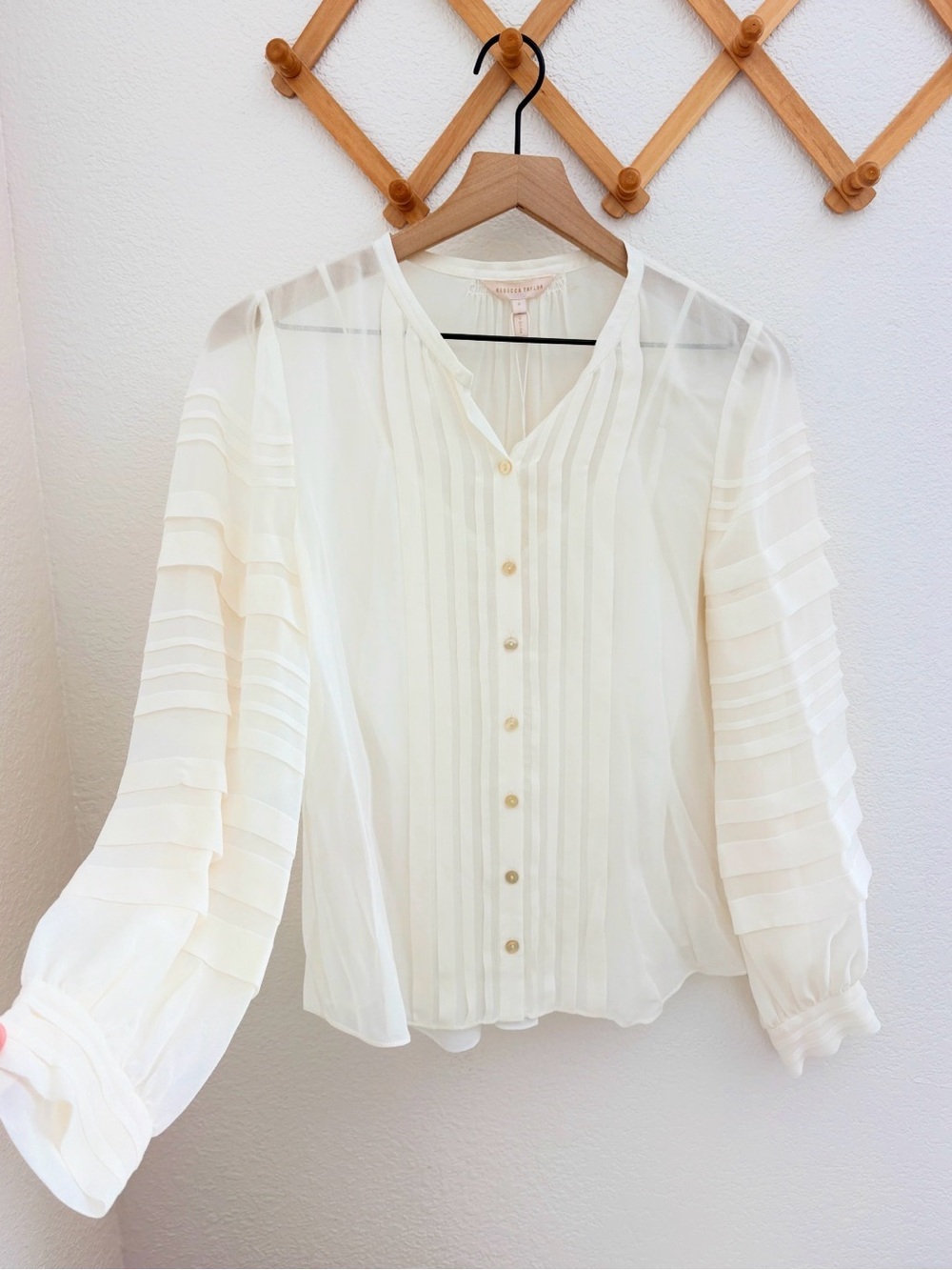 NWT Rebecca Taylor La Chemise Chiffon Striped Silk Top